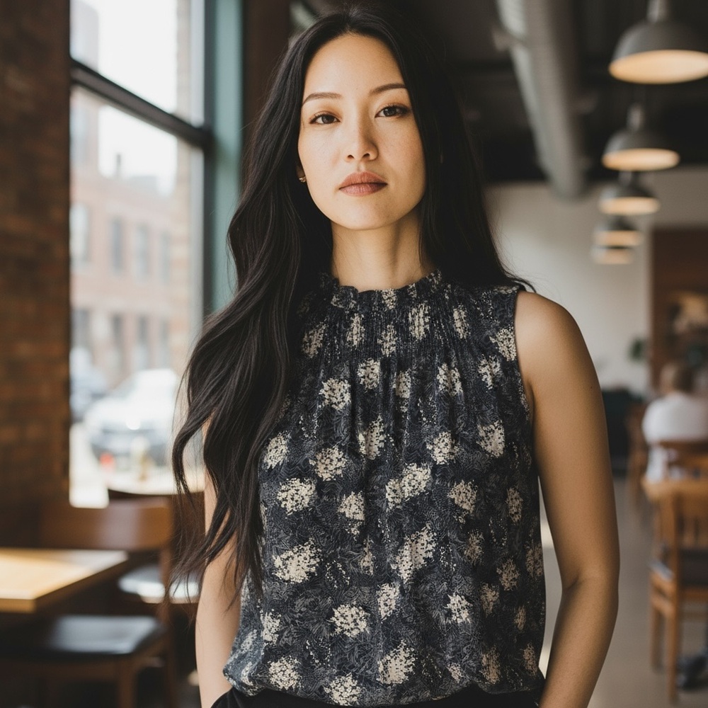 Joie Black and White Sleeveless Blouse